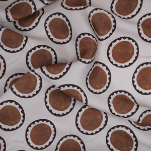 Beige & Brown Polka Dot Twill Satin Fabric VP-32435 - TradeUNO