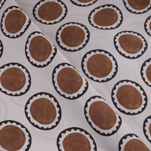 Beige & Brown Polka Dot Twill Satin Fabric VP-32435 - TradeUNO