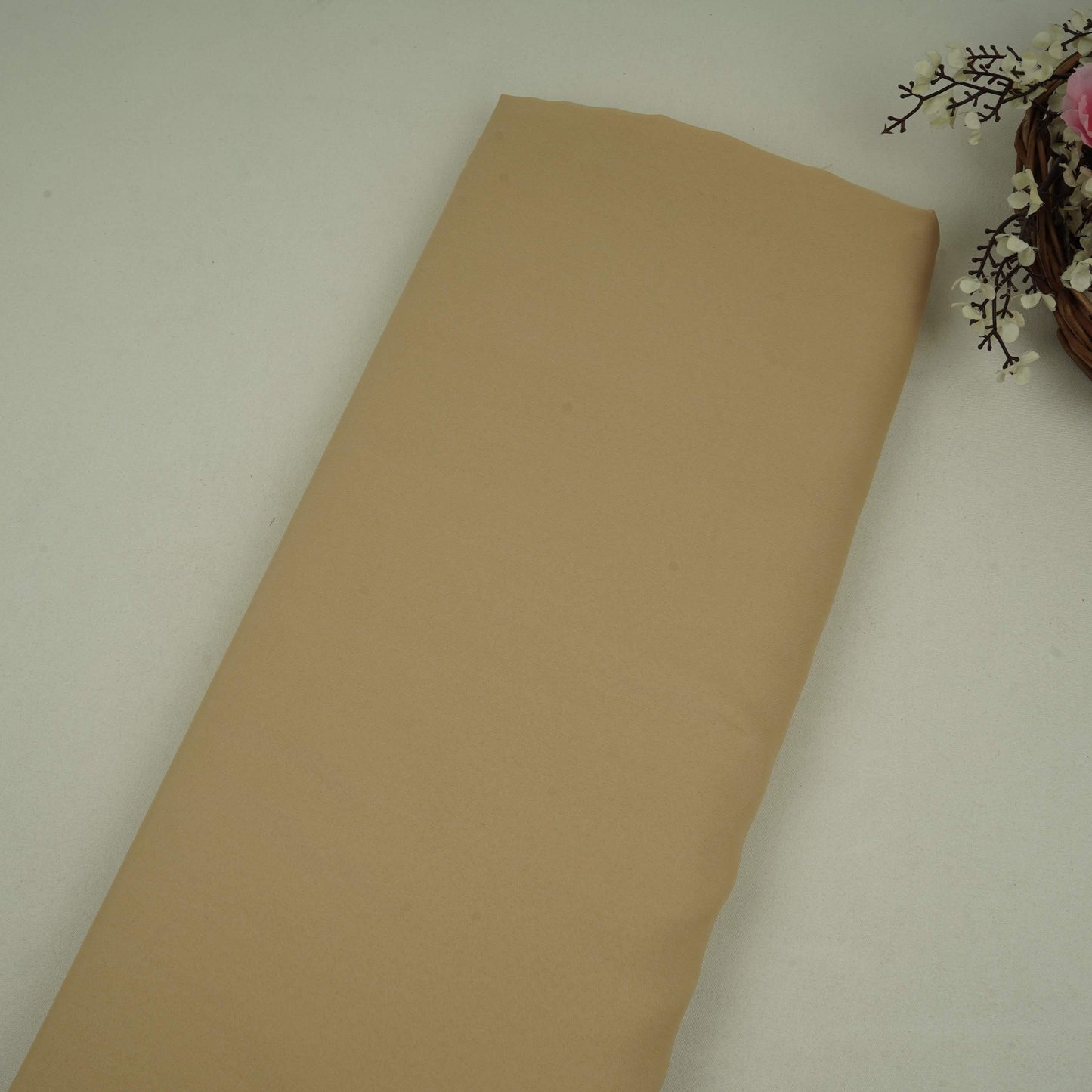 Light Beige Solid Butter Crepe Fabric STB-11