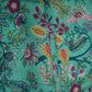 Sky Blue Multicolor Floral Print Linen Fabric GTS-32029
