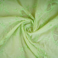 Sage Green Floral Embroidery Mul Chanderi Fabric DC-30517