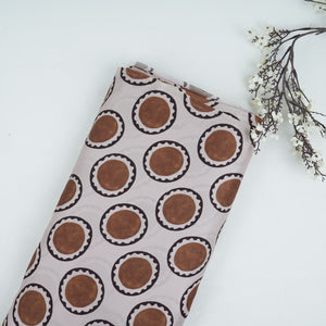 Beige & Brown Polka Dot Twill Satin Fabric VP-32435 - TradeUNO