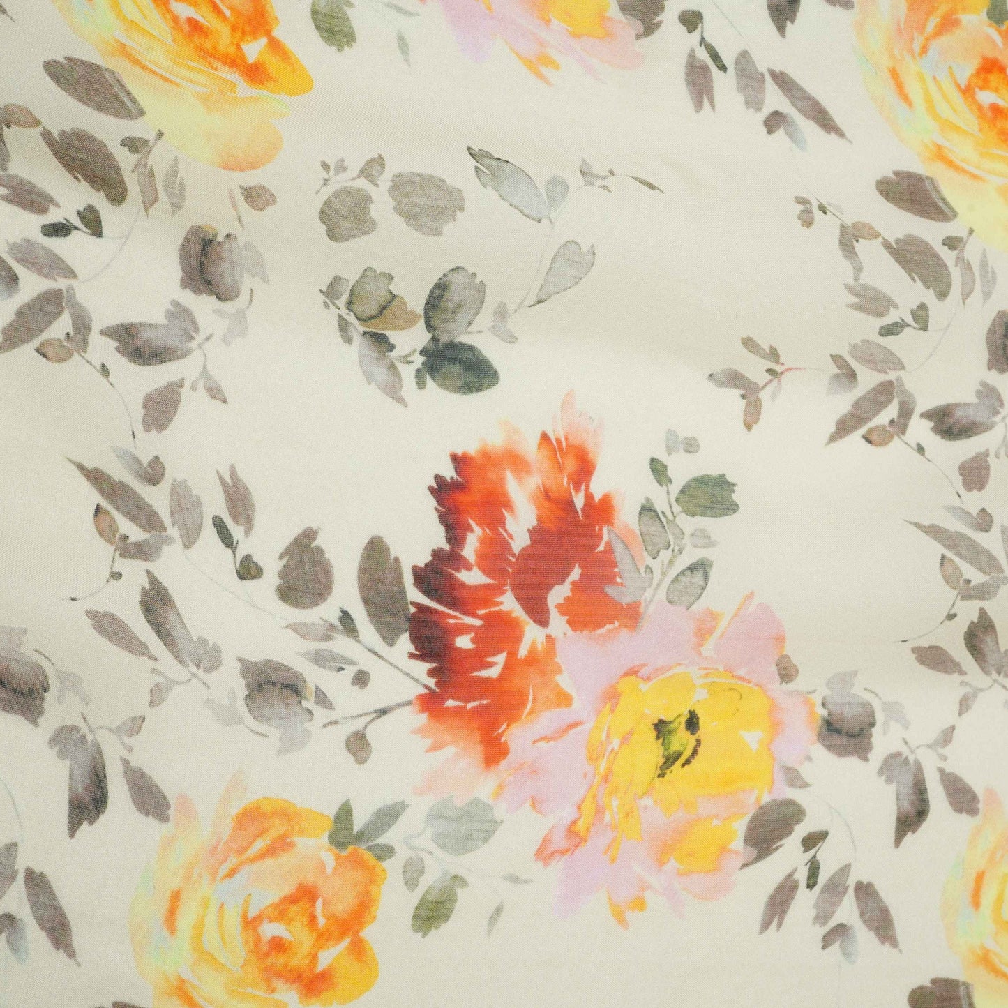 Cream floral print Organza Fabric VP-32004