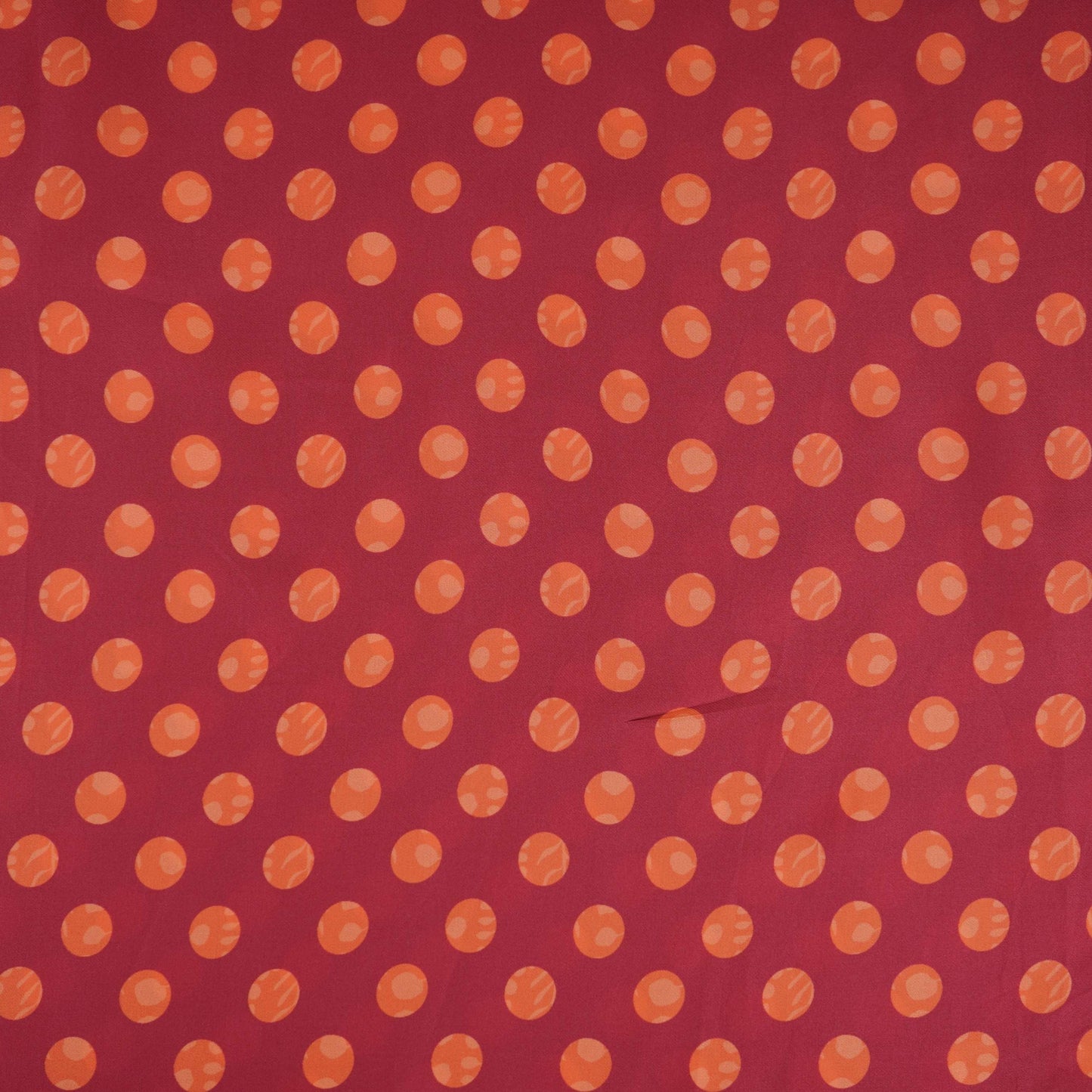 Pink & Orange Polka Dot Twill Satin Fabric VP-32437