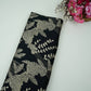 Black with Cream floral print Modal Satin Fabric VP-31995