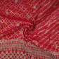 Red Bandhani Jacquard Cutdana Embroidery Russian Silk Fabric TF-32345
