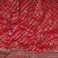 Red Bandhani Jacquard Cutdana Embroidery Russian Silk Fabric TF-32345
