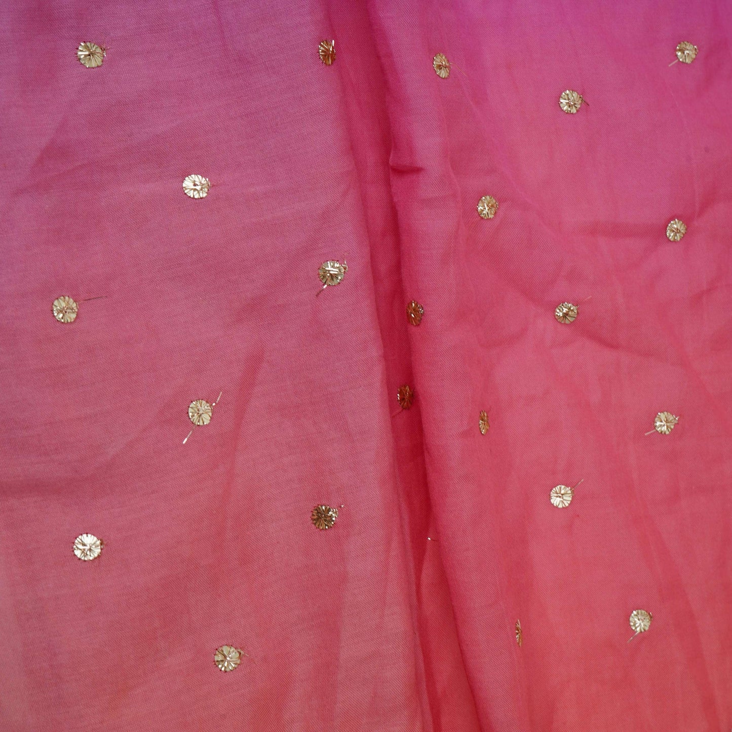 Orange with Multicolor 4D Buti embroidery Mul Chanderi Fabric VF-32044