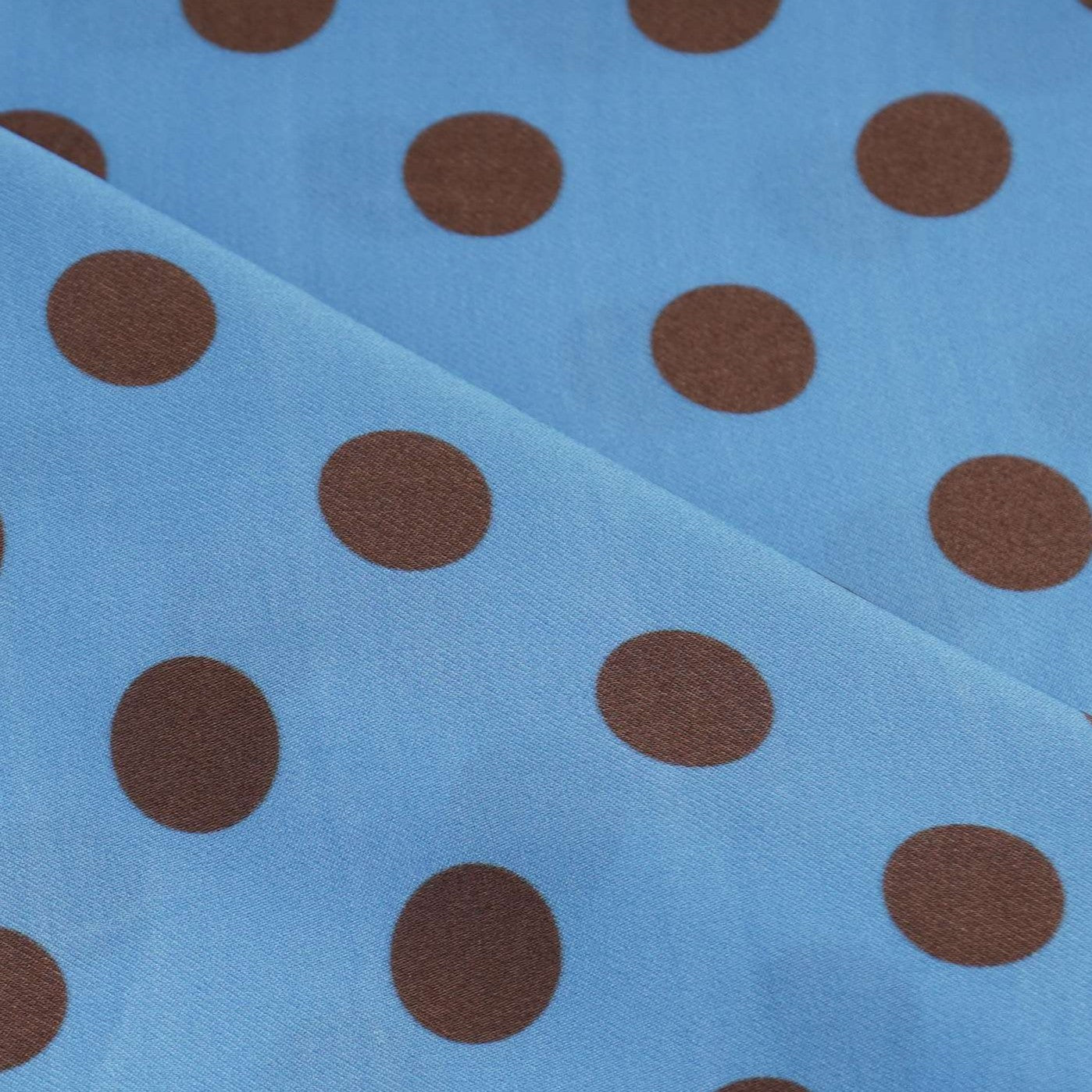 Blue & Brown Polka Dot Twill Satin Fabric VP-32444 - TradeUNO
