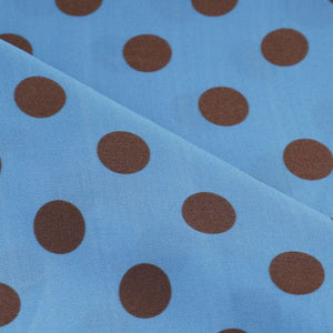 Blue & Brown Polka Dot Twill Satin Fabric VP-32444 - TradeUNO