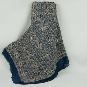 Blue Heavy Zari Sequins Embroidery Chinon Fabric DR-32399 - TradeUNO