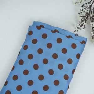 Blue & Brown Polka Dot Twill Satin Fabric VP-32444 - TradeUNO