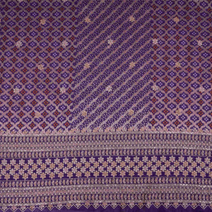 Purple Bandhani Jacquard Cutdana Embroidery Russian Silk Fabric TF-32343 - TradeUNO