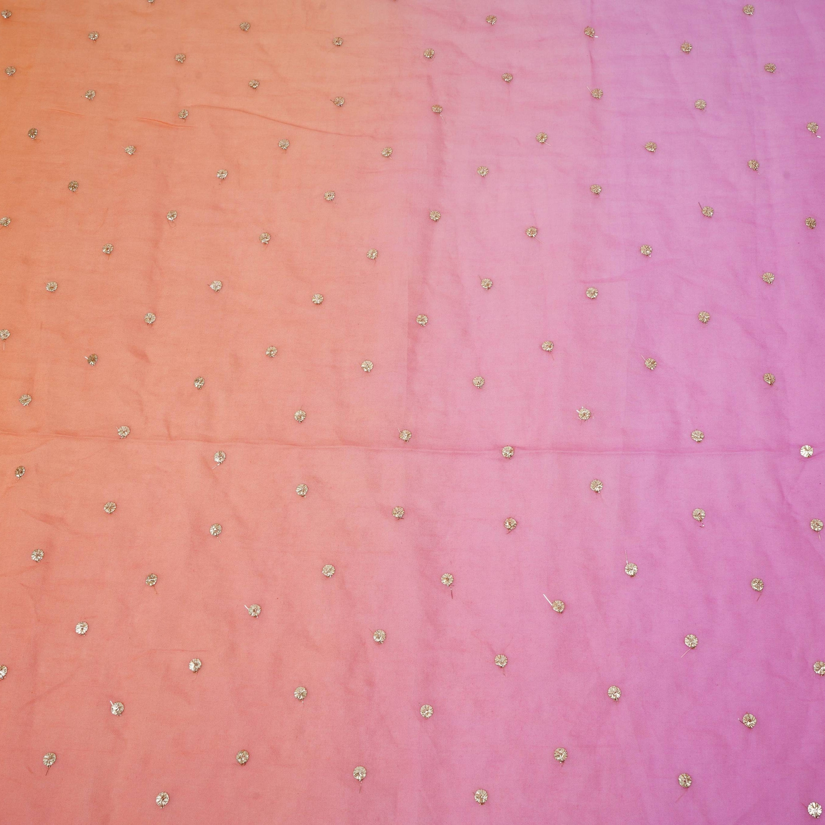 Pink with Multicolor 4D Buti embroidery Mul Chanderi Fabric VF-32047