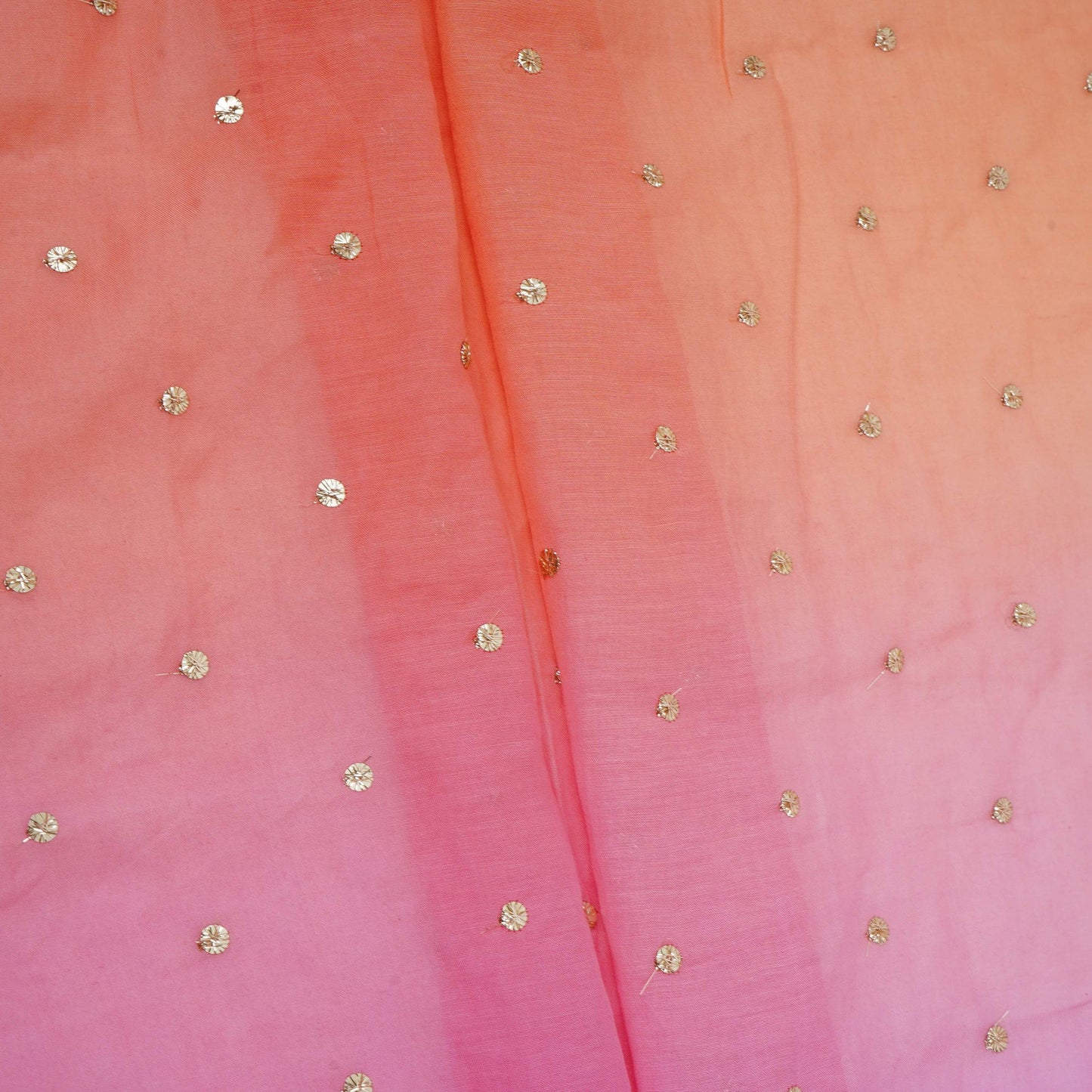 Pink with Multicolor 4D Buti embroidery Mul Chanderi Fabric VF-32047