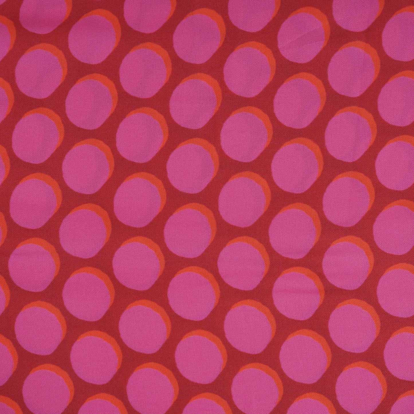 Blue & Peach Polka Dot Twill Satin Fabric VP-32443
