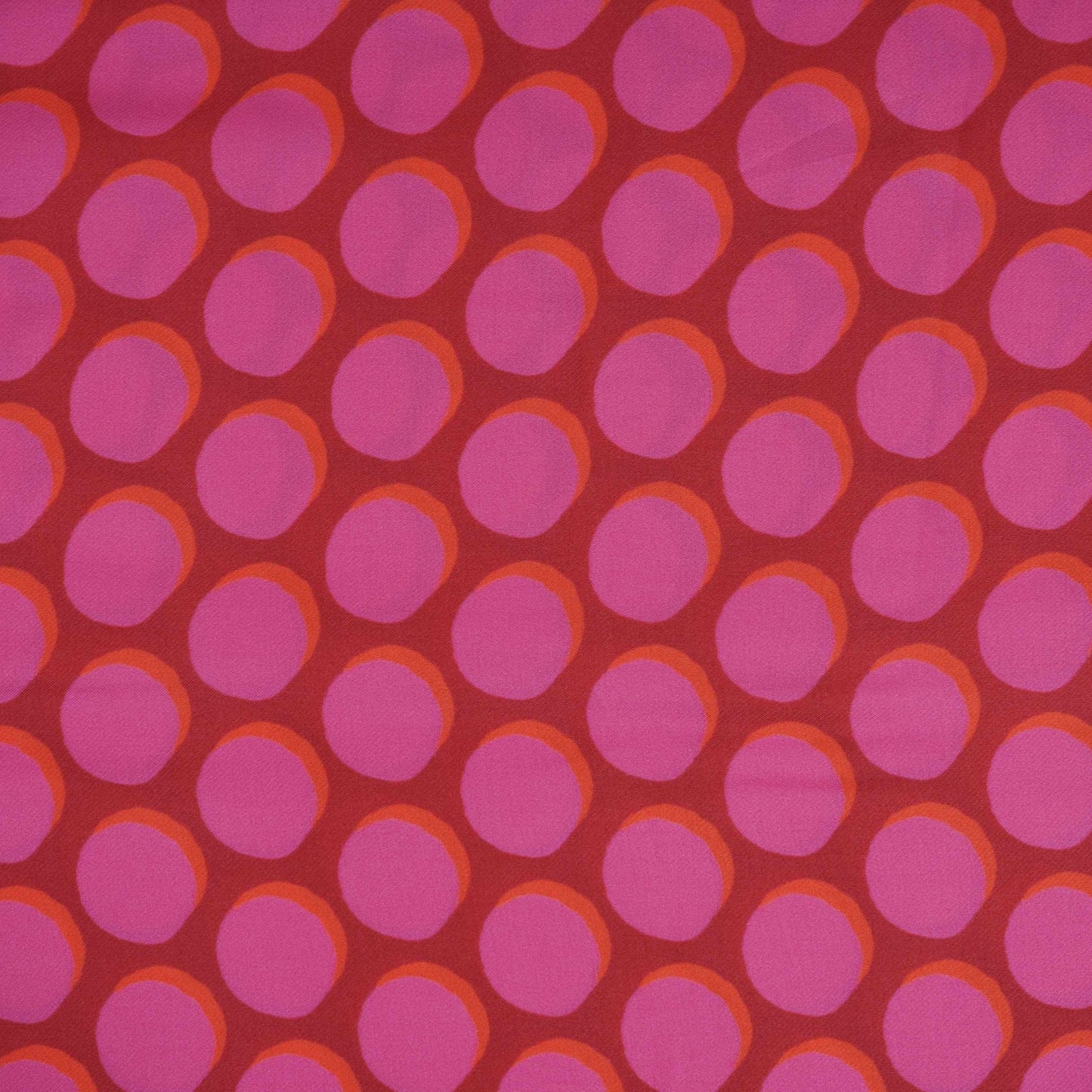 Maroon & Pink Polka Dot Twill Satin Fabric VP-32440