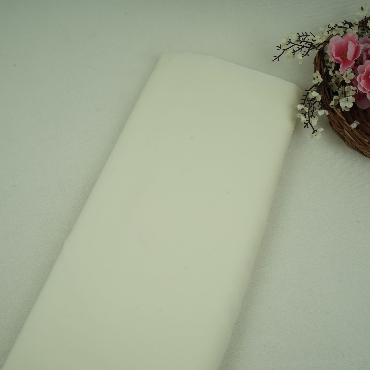 Cream Solid Butter Crepe Fabric STB-15