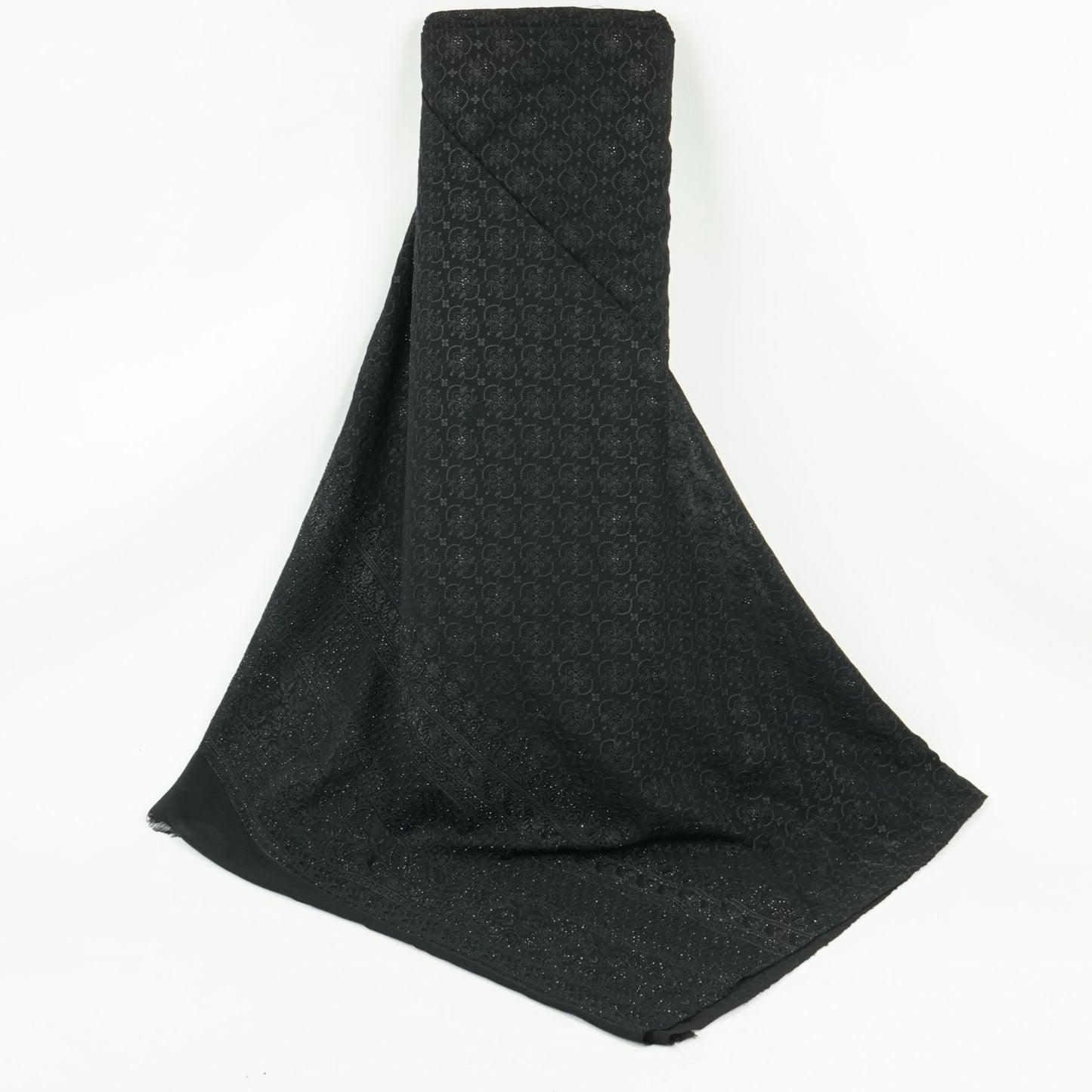 Black Chikankari Thread Embroidery Georgette Fabric DR-32408