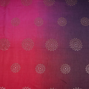 Red With Blue 4D Floral Sequins Embroidery Malai Chanderi Fabric VF-32314 - TradeUNO