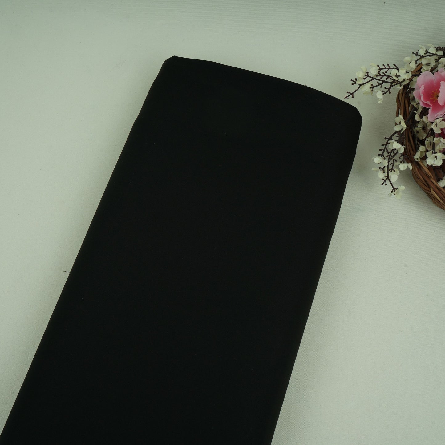 Black Solid Butter Crepe Fabric STB-05