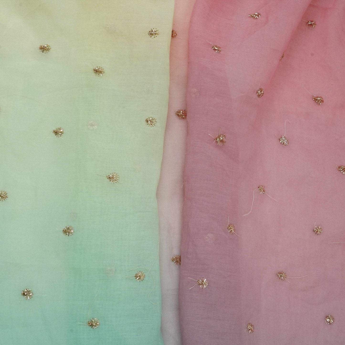 Purple with Multicolor 4D Buti embroidery Mul Chanderi Fabric VF-32046