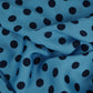 Light Blue & Black Polka Dot Twill Satin Fabric VP-32442