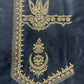 Classic Black Foil Thread Embroidery Russian Silk Fabric