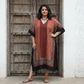 Red Ajrakh print Modal Silk Kaftan EEG-31629