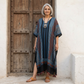 Teal Blue Ajrakh print Modal Silk Kaftan EEG-31627