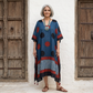 Blue with Red Polka Dot print Modal Silk Kaftan EEG-31632