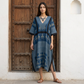 Teal Blue Ajrakh print Modal Silk Kaftan EEG-31624