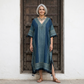Teal Blue Ajrakh print Modal Silk Kaftan EEG-31631