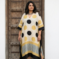 Cream Polka Dot Modal Silk Kaftan EEG-31636