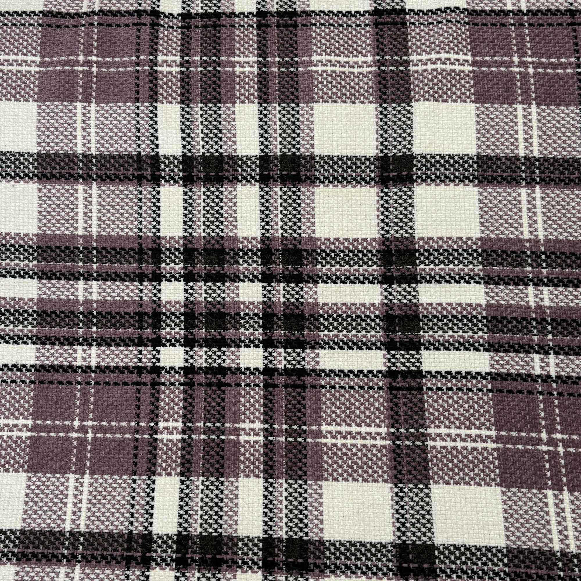 Lavender & Off White Check Tweed Fabric - TradeUNO