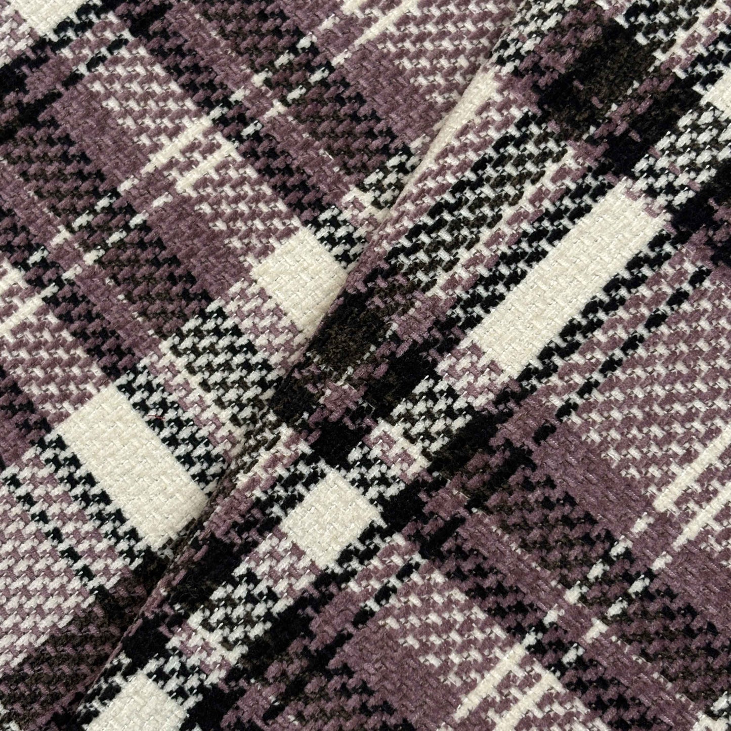 Lavender & Off White Check Tweed Fabric