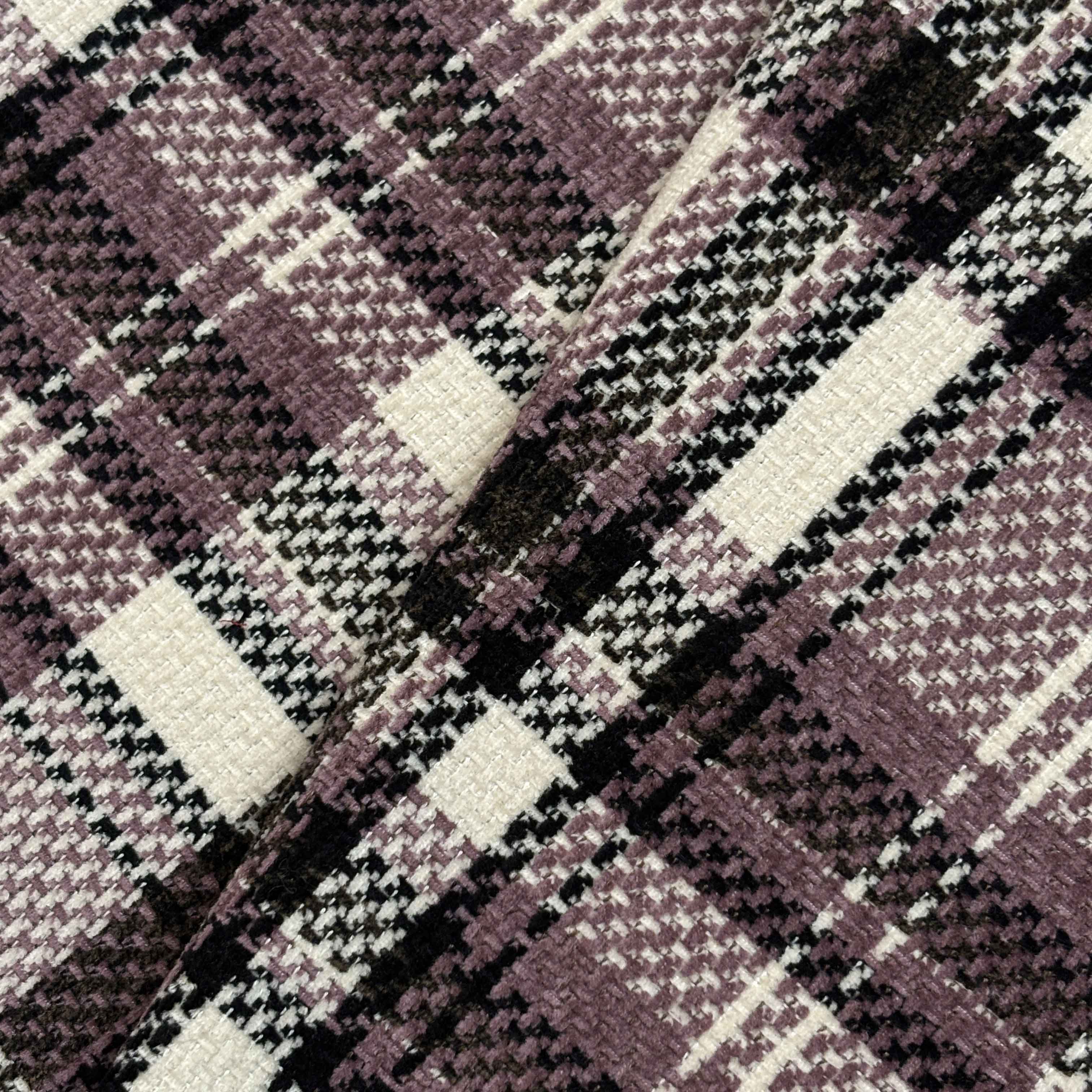 Lavender & Off White Check Tweed Fabric - TradeUNO