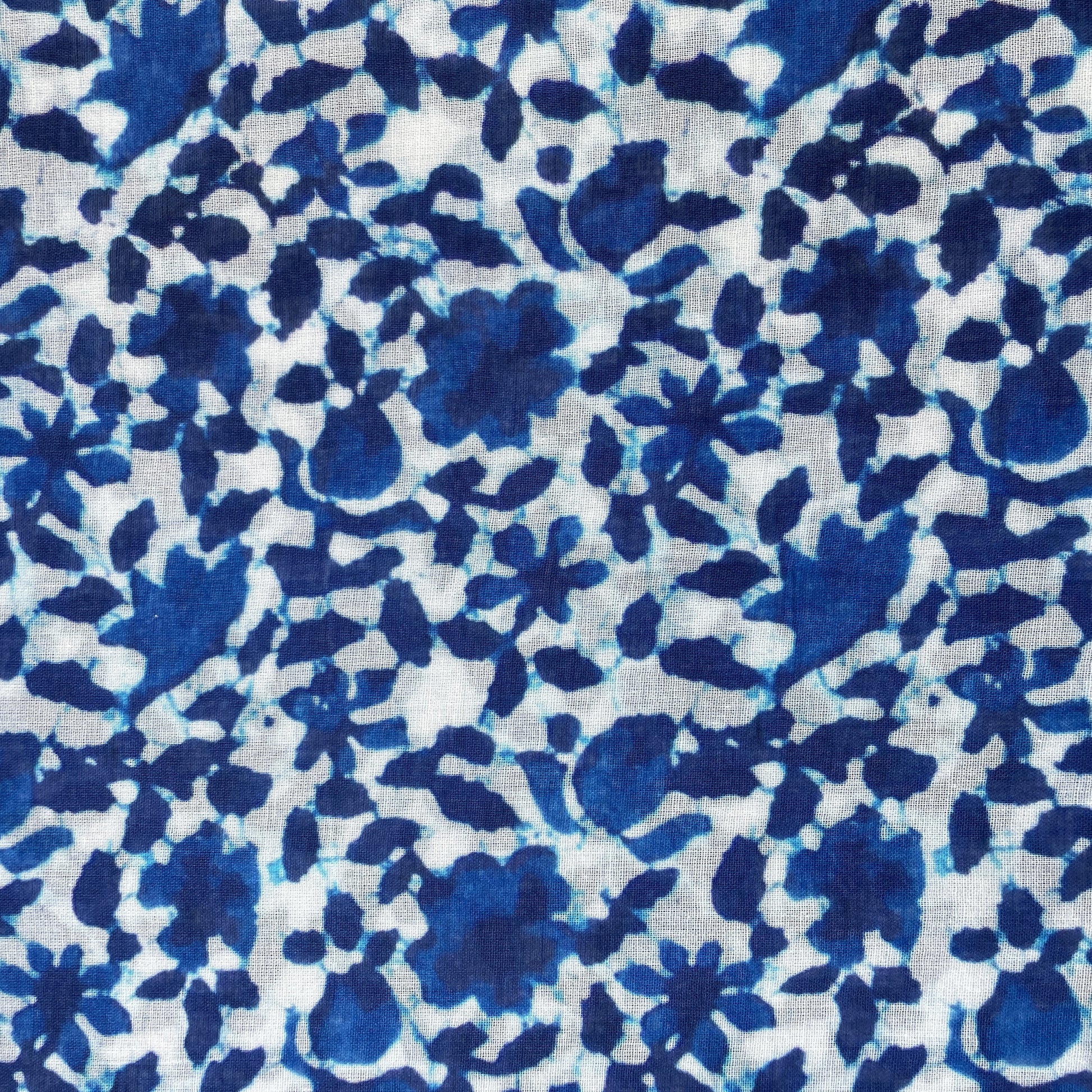 Blue and White Indigo Handblock Print Mulmul Fabric 17711