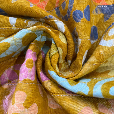 Mustard Yellow Multicolor Patchwork Cambric Cotton Fabric 16343