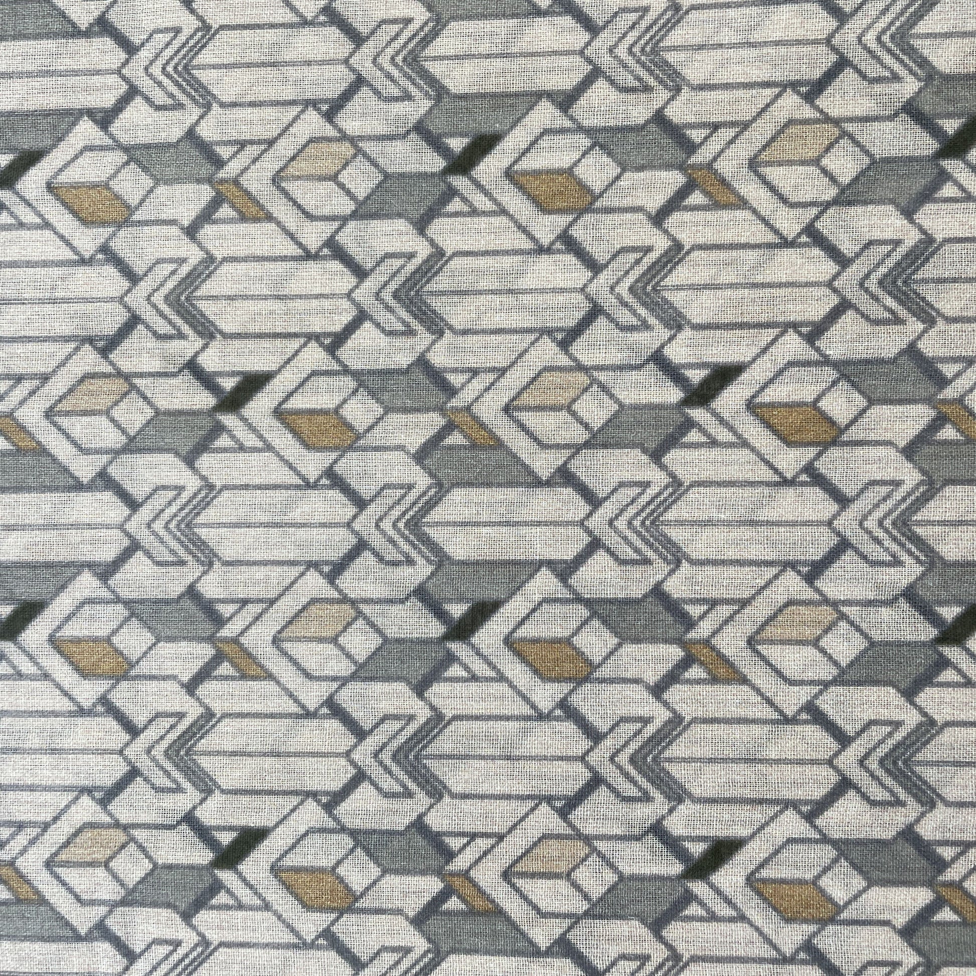 Cream Geometrical Abstract Print Cotton Mulmul 15651