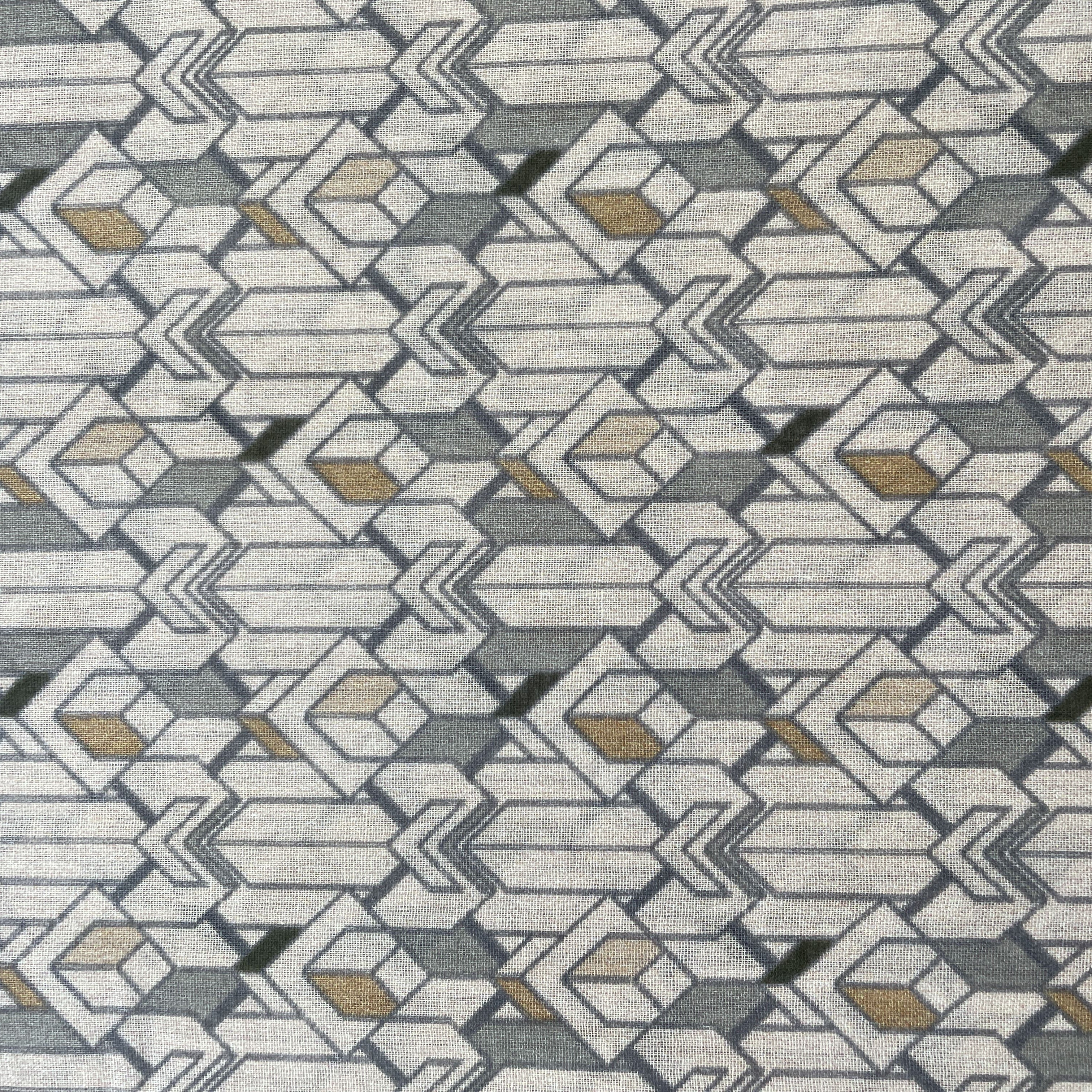 Cream Geometrical Abstract Print Cotton Mulmul 15651