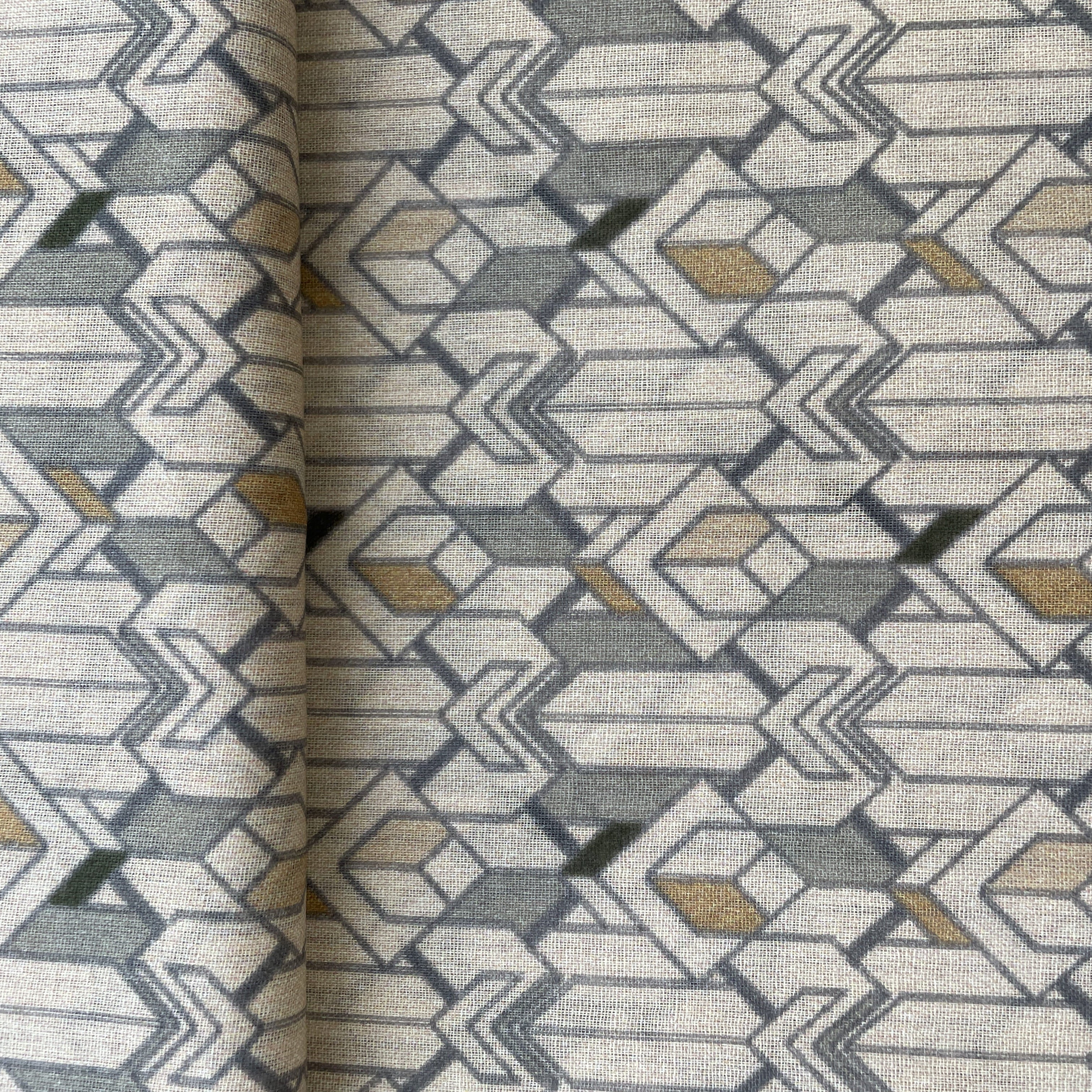 Cream Geometrical Abstract Print Cotton Mulmul 15651
