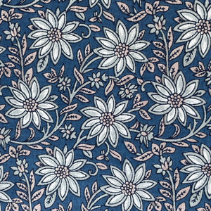 Blue Floral Print Cotton Fabric 16238