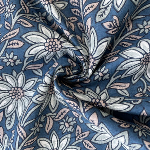 Blue Floral Print Cotton Fabric 16238