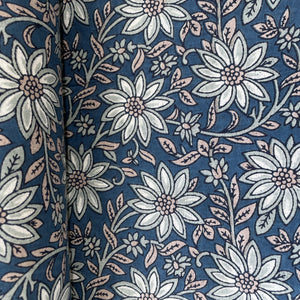 Blue Floral Print Cotton Fabric 16238