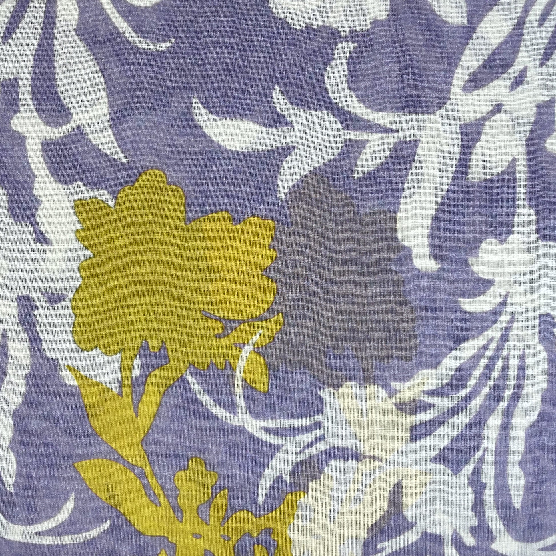 Purple Floral Abstract Print Cotton Mulmul Fabric 15677