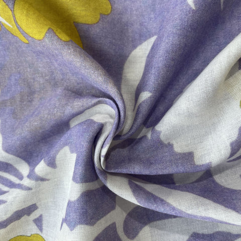 Purple Floral Abstract Print Cotton Mulmul Fabric 15677