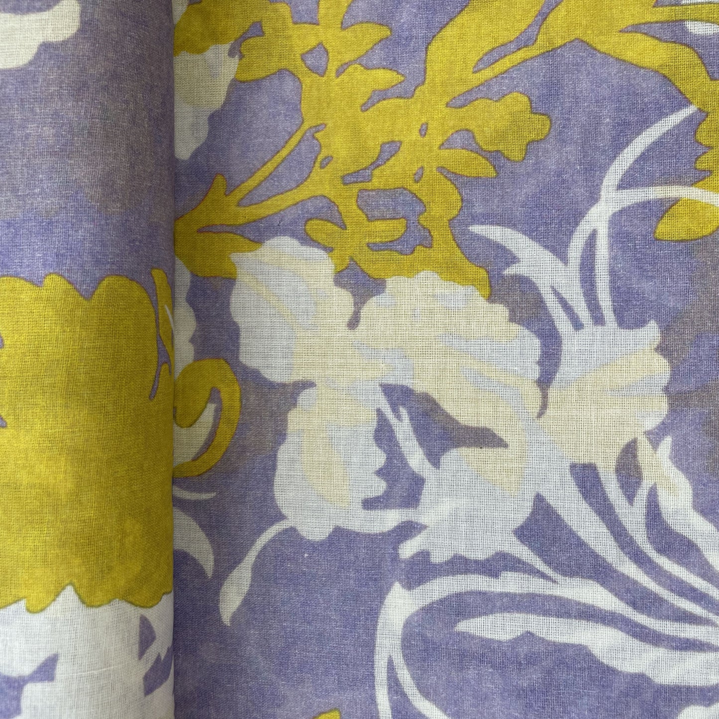 Purple Floral Abstract Print Cotton Mulmul Fabric 15677