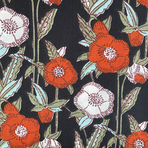 Black Floral Print Cotton Fabric 16073