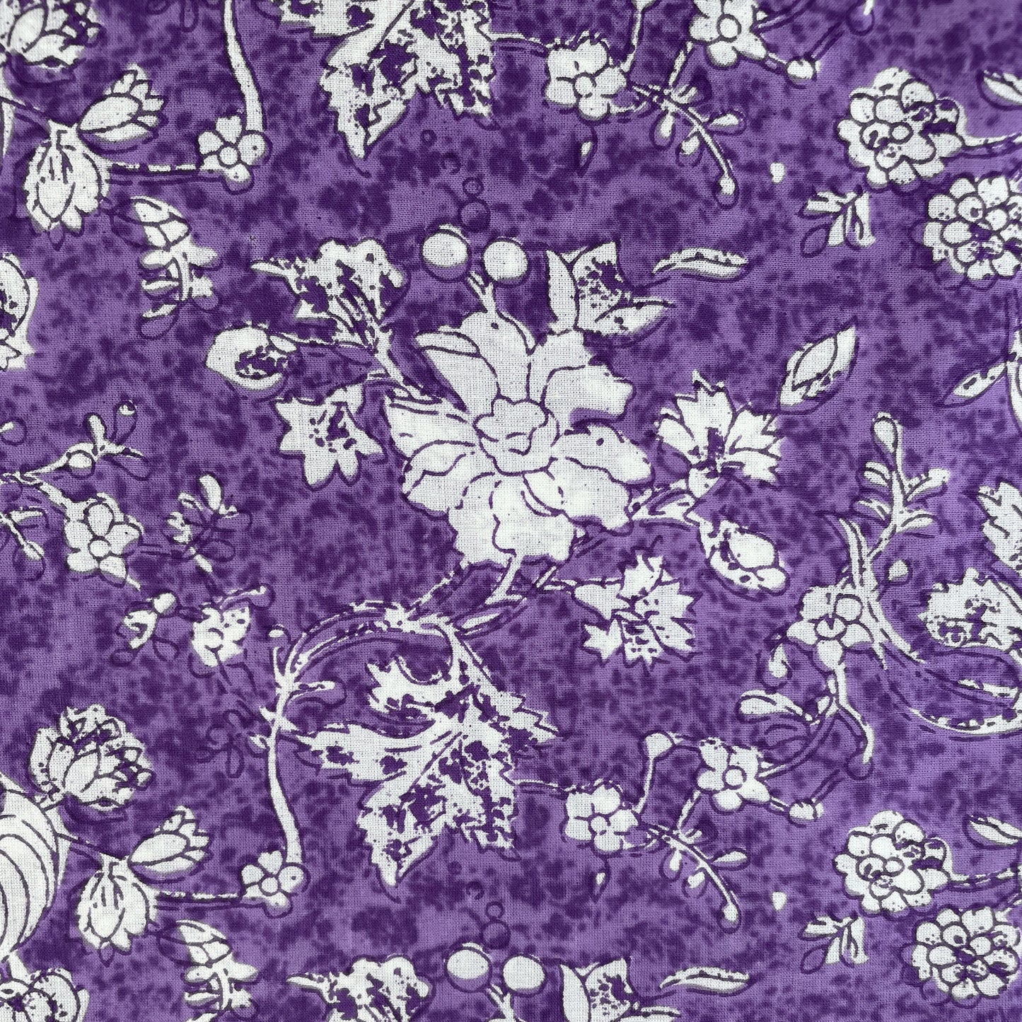 Purple Floral Print Cotton Fabric 16217